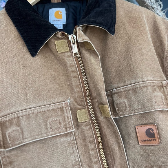 Carhartt Jacket Mens Large Brown Duck Canvas Heavy Zip Up Outdoors Work Quilt - Picture 7 of 10